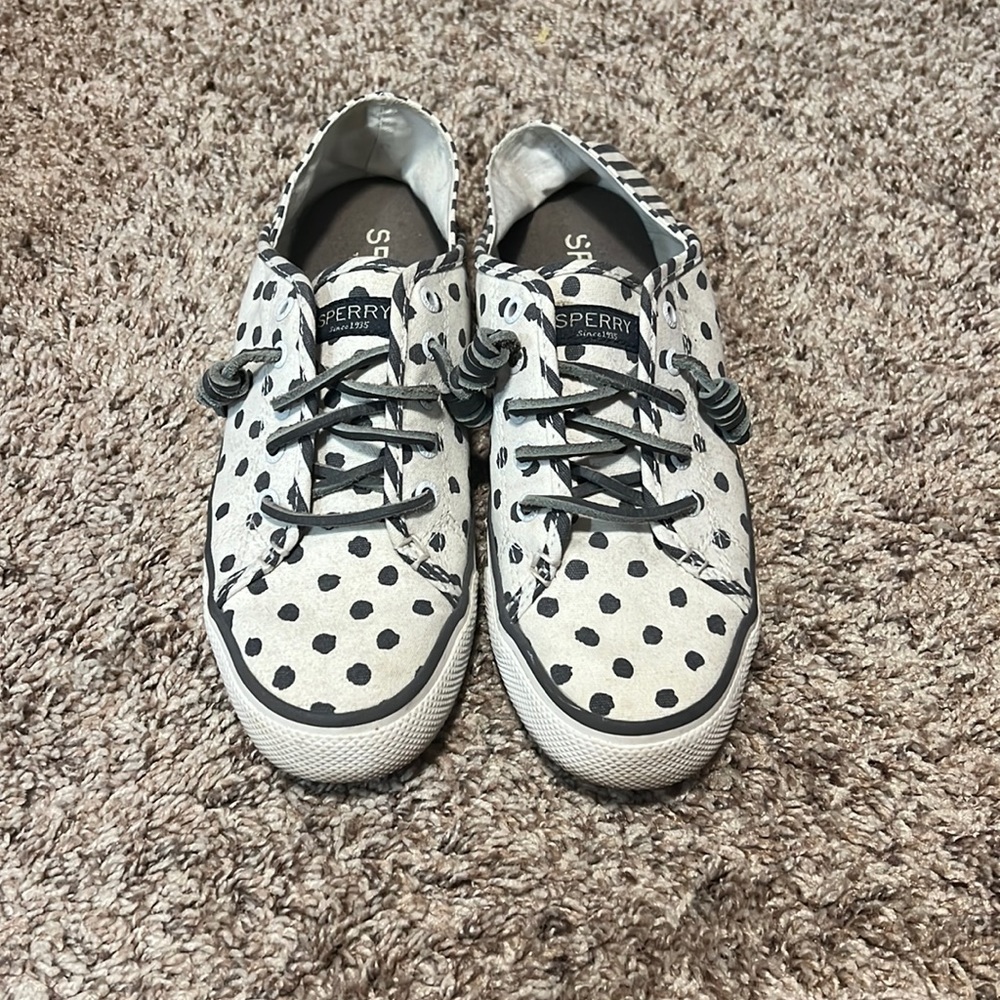 Gray and White Sperrys